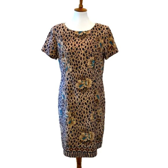 VTG Kathie Lee Women’s Leopard Print Dress Size 12 - Picture 1 of 7